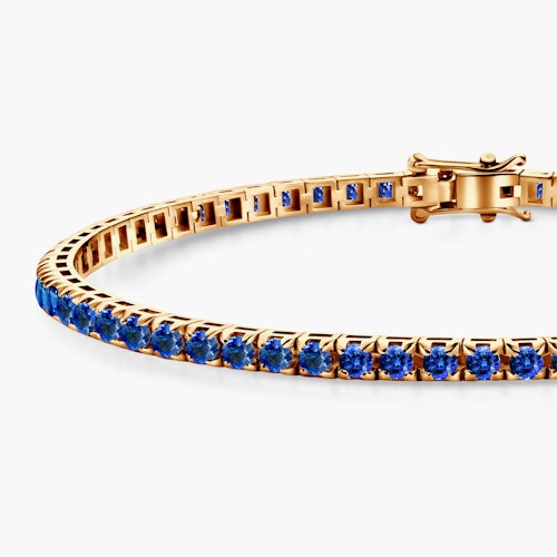 Bransoletka tenisowa Luminy 3,0mm: złota, niebieskie szafiry